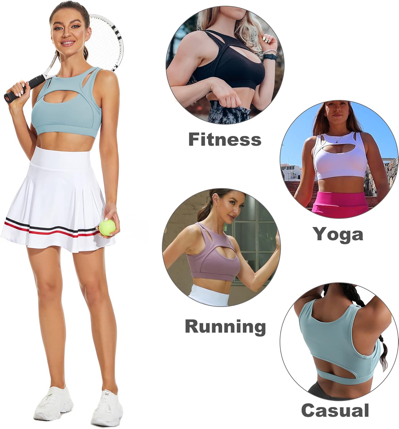 Betaven Push up Sports Bra for Women Sexy Hollow Crop Tops with Removable Cups Workout Fitness Yoga Bra Medium Support