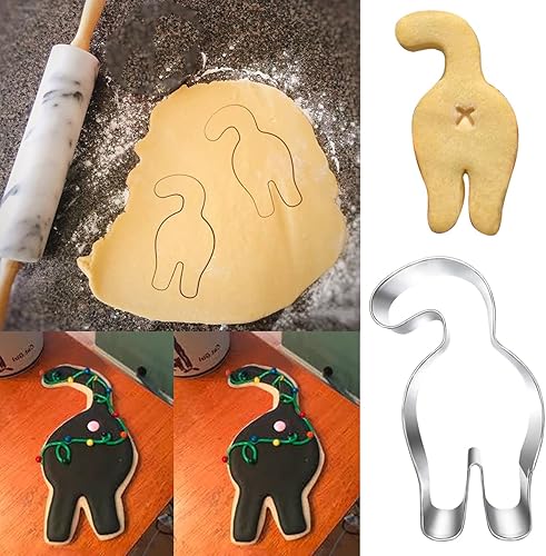 Miniatura 4 de Juego de 6 piezas de cortador de galletas de gatito, cara de gato, trasero de gatito, pata de gato y 3 formas lindas para fiesta temática de gatito