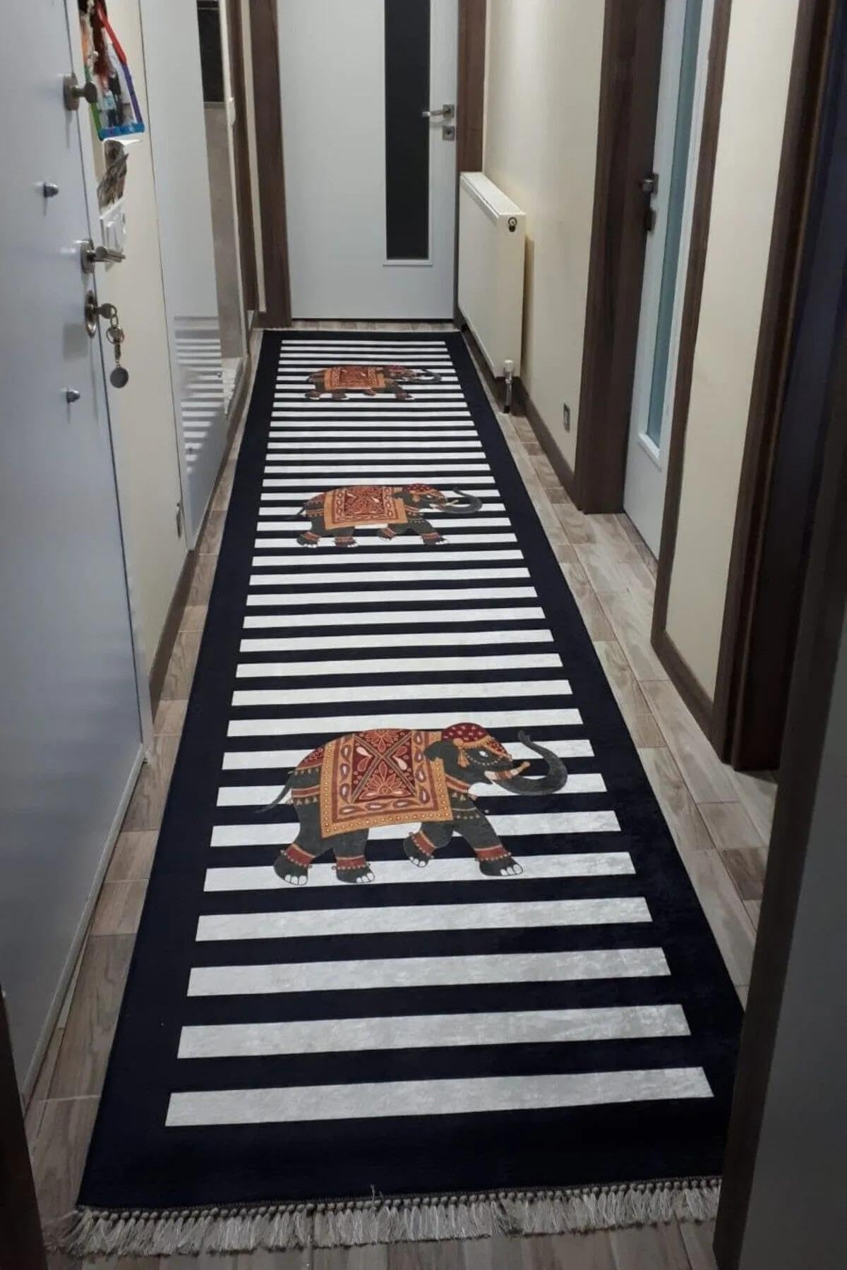 Monnhein Çok Renkli Yolluk Filli - Yıkanabilir, Kaymaz Taban, Dijital Baskılı, Leke Tutmaz, İnce Hav, Modern Koridor, Mutfak, Antre ve Salon için Dekoratif Yolluk