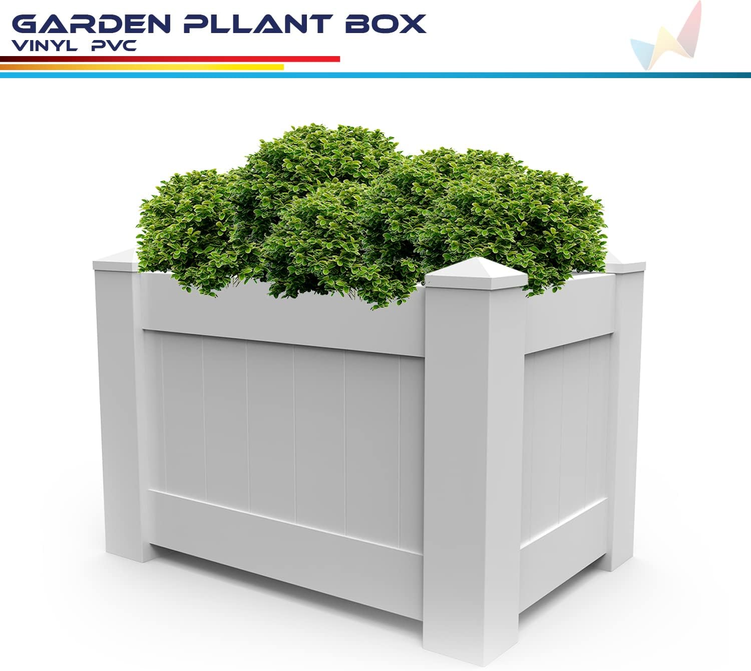 Windscreen4less 1 PC 31"x20"x20" Vinyl Raised Bed White Planter Box for Patio Balcony Deck Vegetables Herbs and Succulents Outdoor Indoor