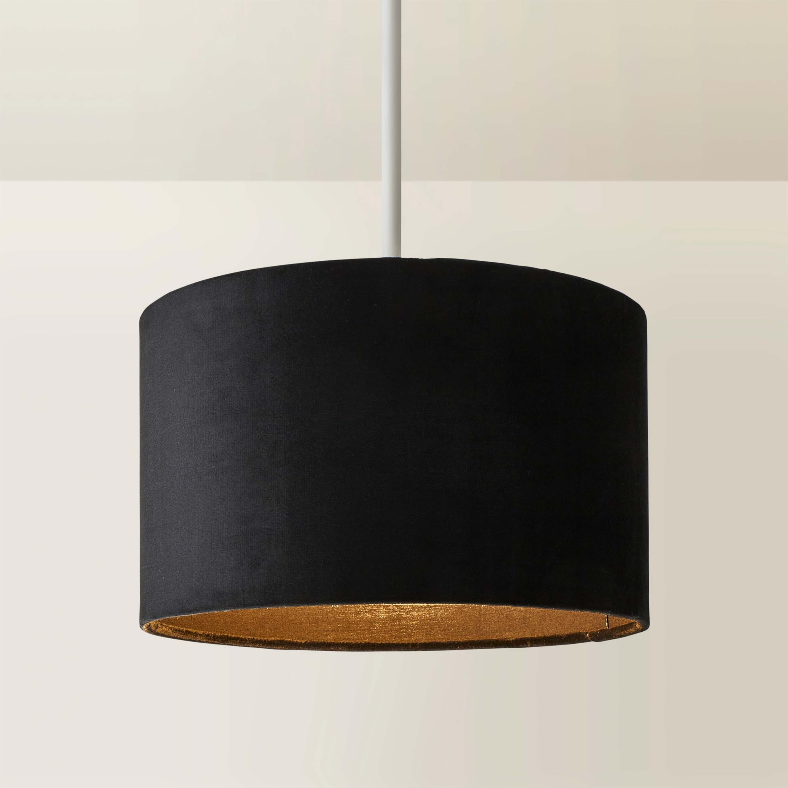 MiniSun | Small Modern Black Velvet Drum Light Shade | Lamp Shades, Home Décor & Improvement Essential | 250mm Shade Width