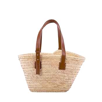 バッグ French Baskets French Basket, straw bag with leather handles, beach bag