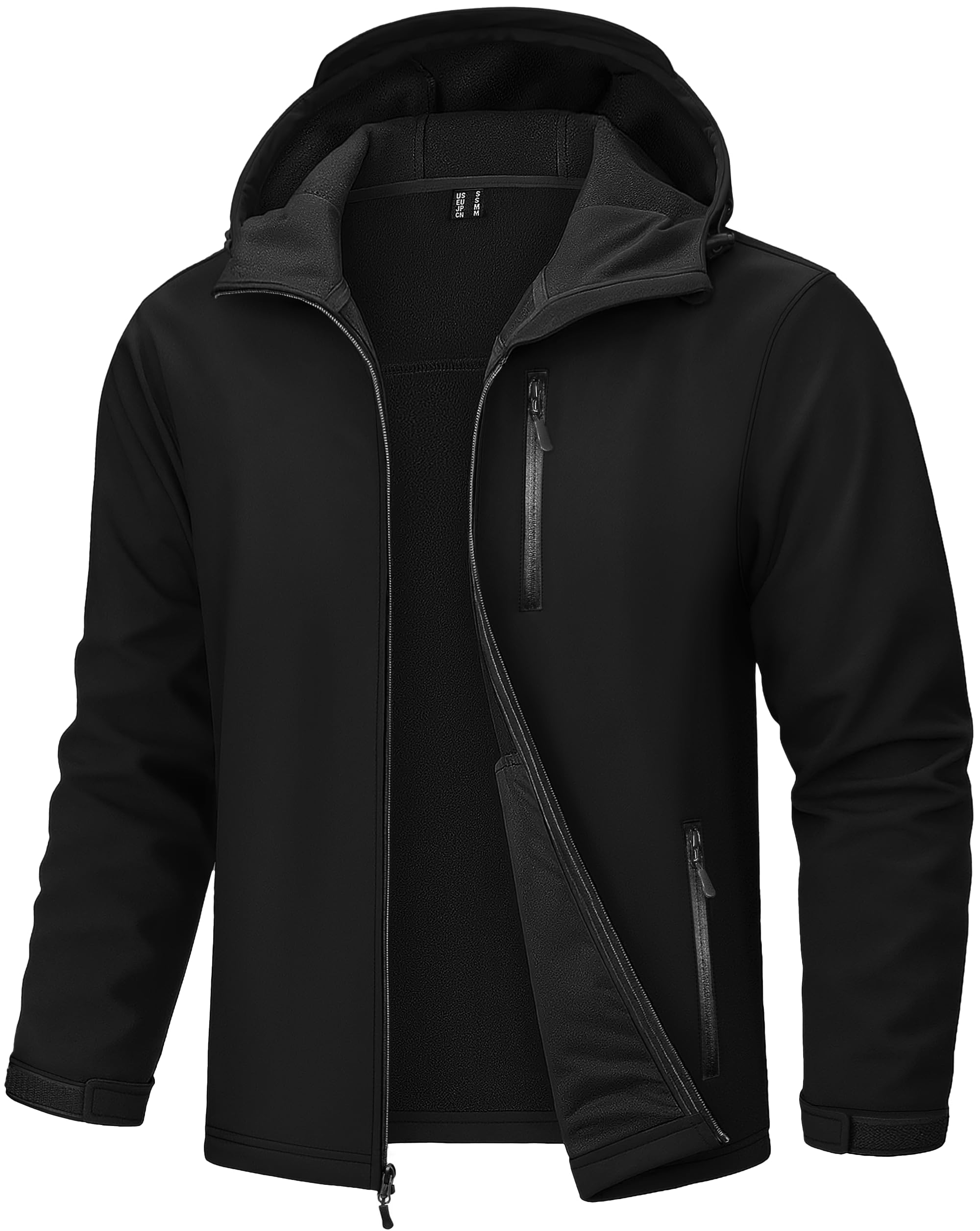 TACVASEN Mens Hooded Fleece Waterproof Softshell Jacket Rain Lightweight | 5 Pockets Winter Coat, Warm Fleece lined Insulated Soft Shell, Zip Up Windbreaker, Hiking Tactical Work Outdoor Casual Ski