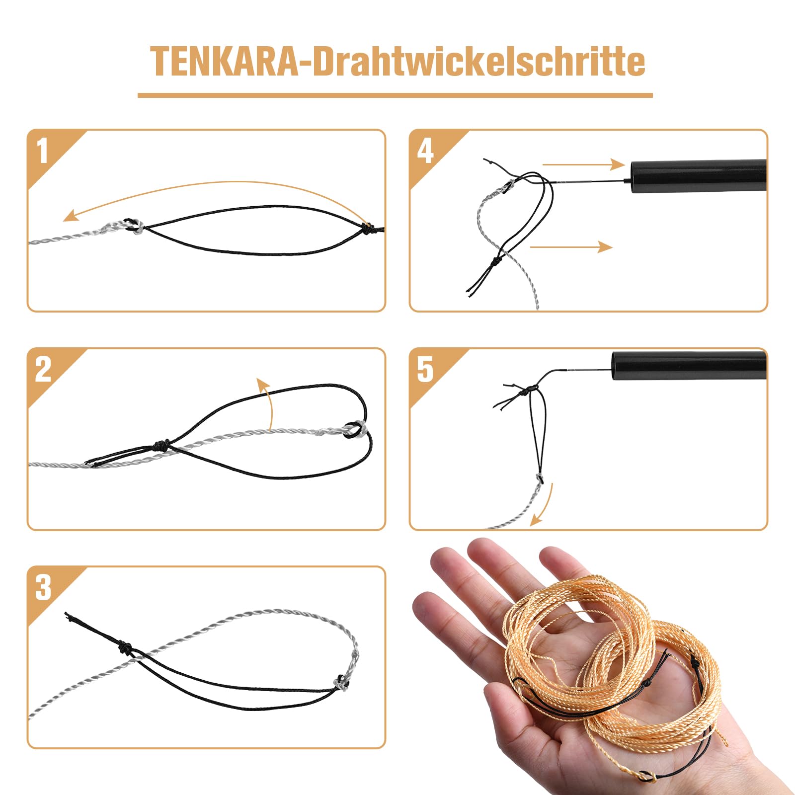 Goture Tenkara Angelschnur, 2 Stück, konisch zulaufende Schwimmer-Polyesterschnur, aufgerollt, geflochtener Tippet-Ring, Fliegenschnur, 12 Fuß/3,6 m Länge, 2 Farben