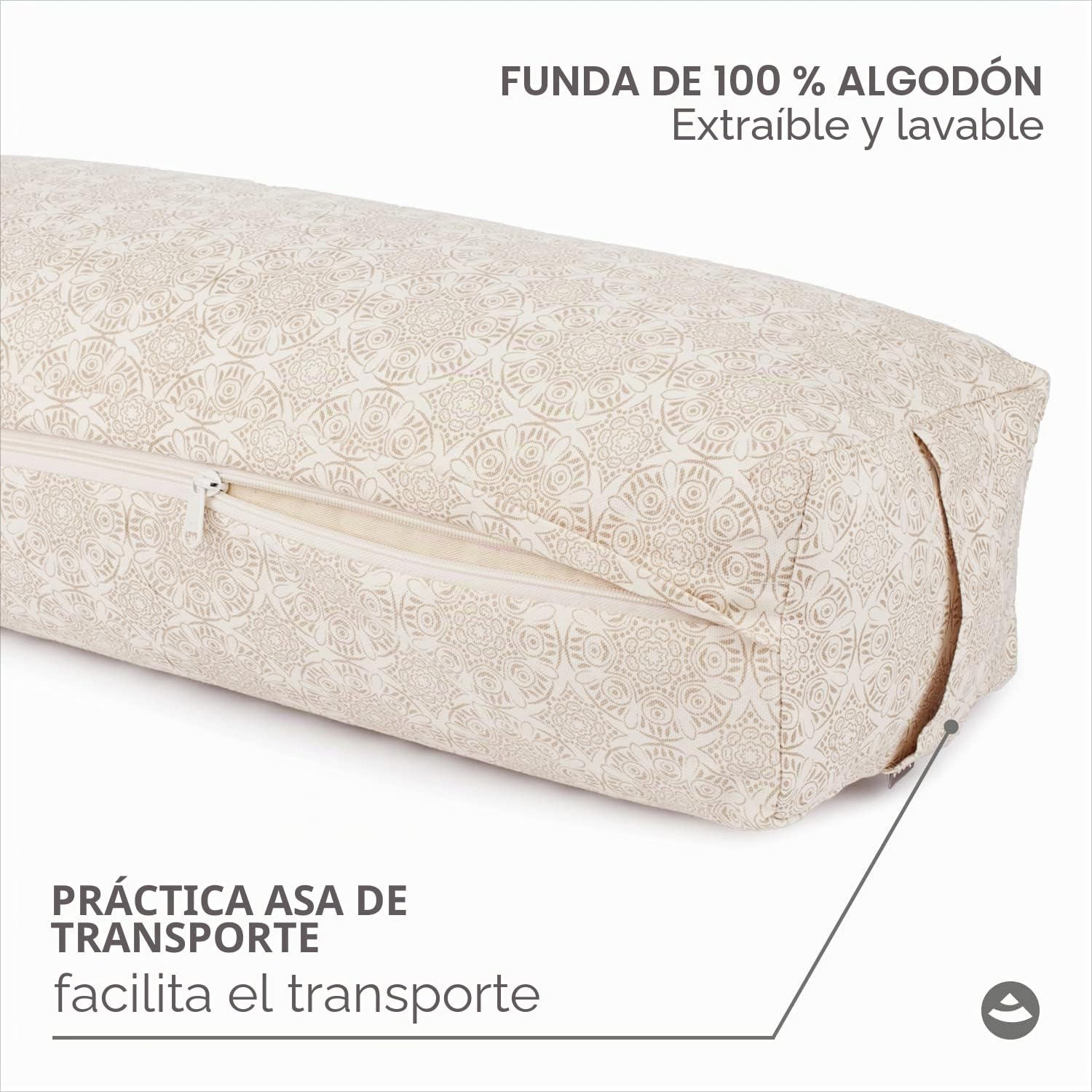 Bodhi Bolster de yoga Salamba | Colección Maharaja | Rectangular | Funda lavable de algodón con relleno de espelta | Accesorios de yoga para yoga restaurativo y Yin Yoga
