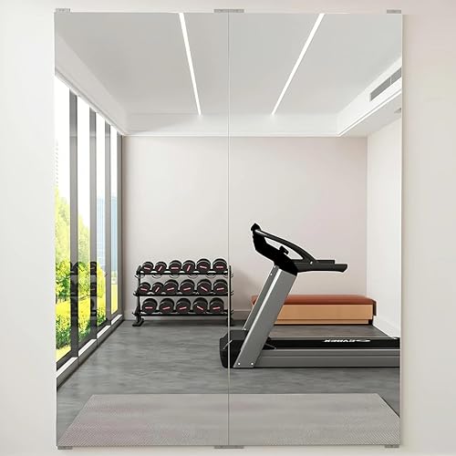 Home Gym Mirror - 60" x 48" (2PCS of 60" x 24") Frameless Wall Mirrors, Easy Installation Unbreakable Glassless HD Reflection, Ideal for Dancing,