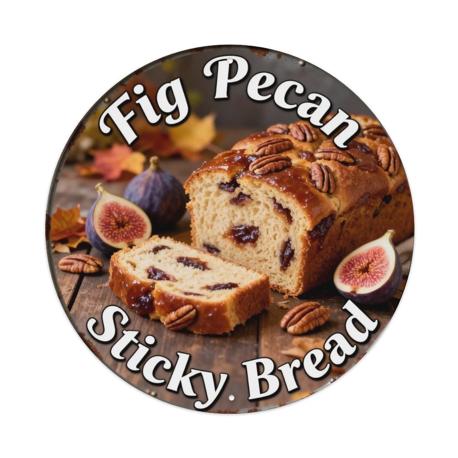 Fig Pecan Sticky Bread Metal Tin Sign Plaque