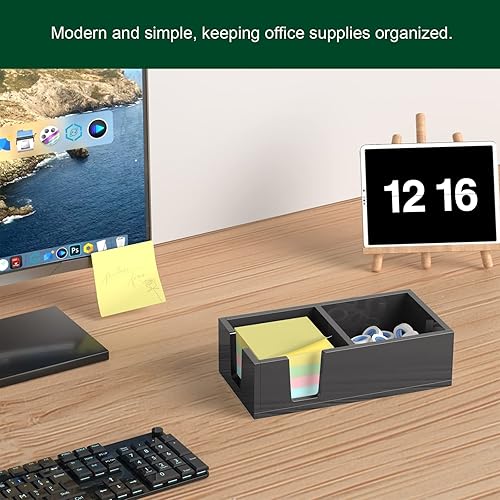 Miniatura 4 de Soporte de notas adhesivas de acrílico, soporte para bloc de notas autoadhesivo, con blocs de notas, dispensador de notas, organizador de escritorio