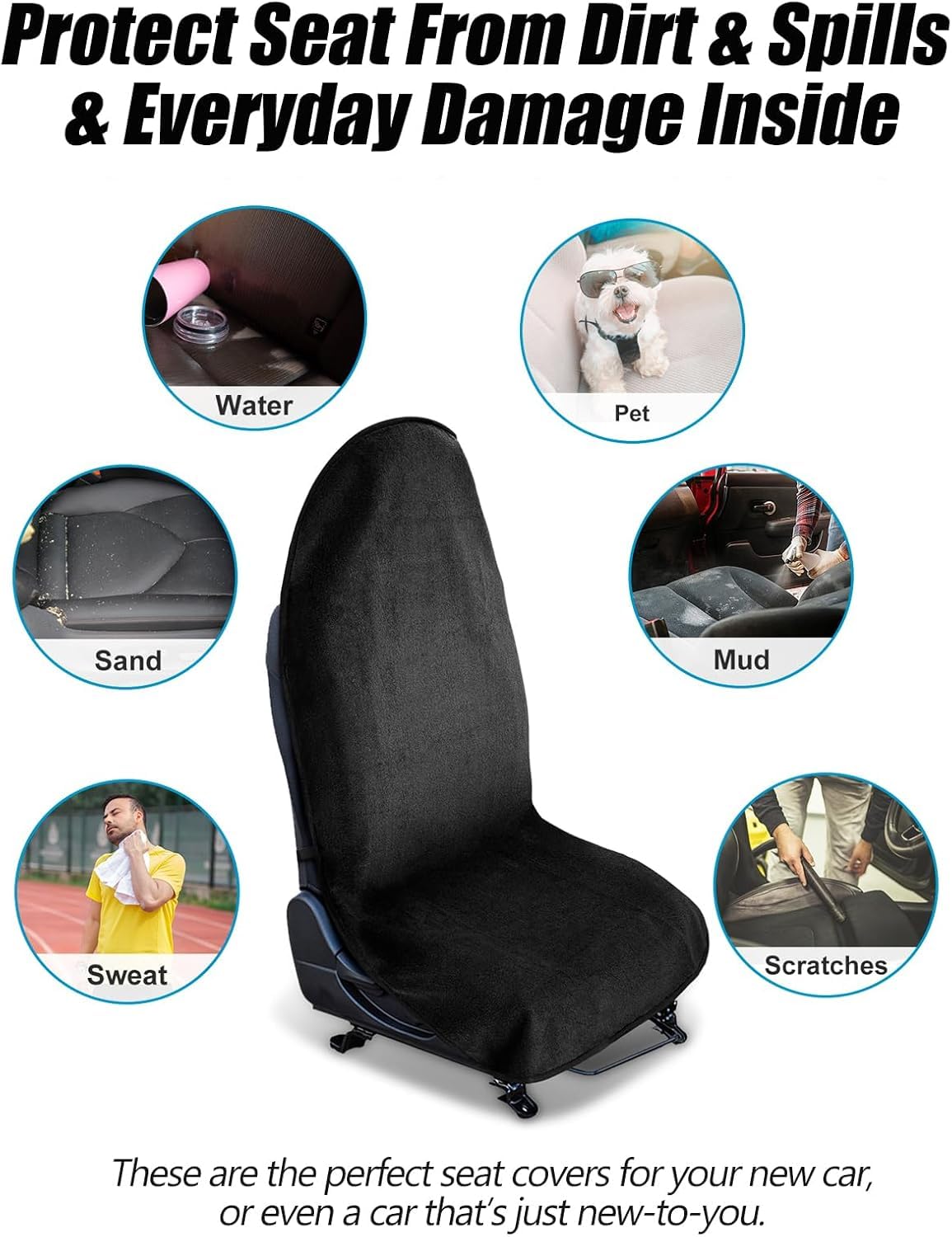 Einesin Coprisedile Auto Impermeabile Antisudore Antiscivolo per Sedili Anteriori Universale Lavabile