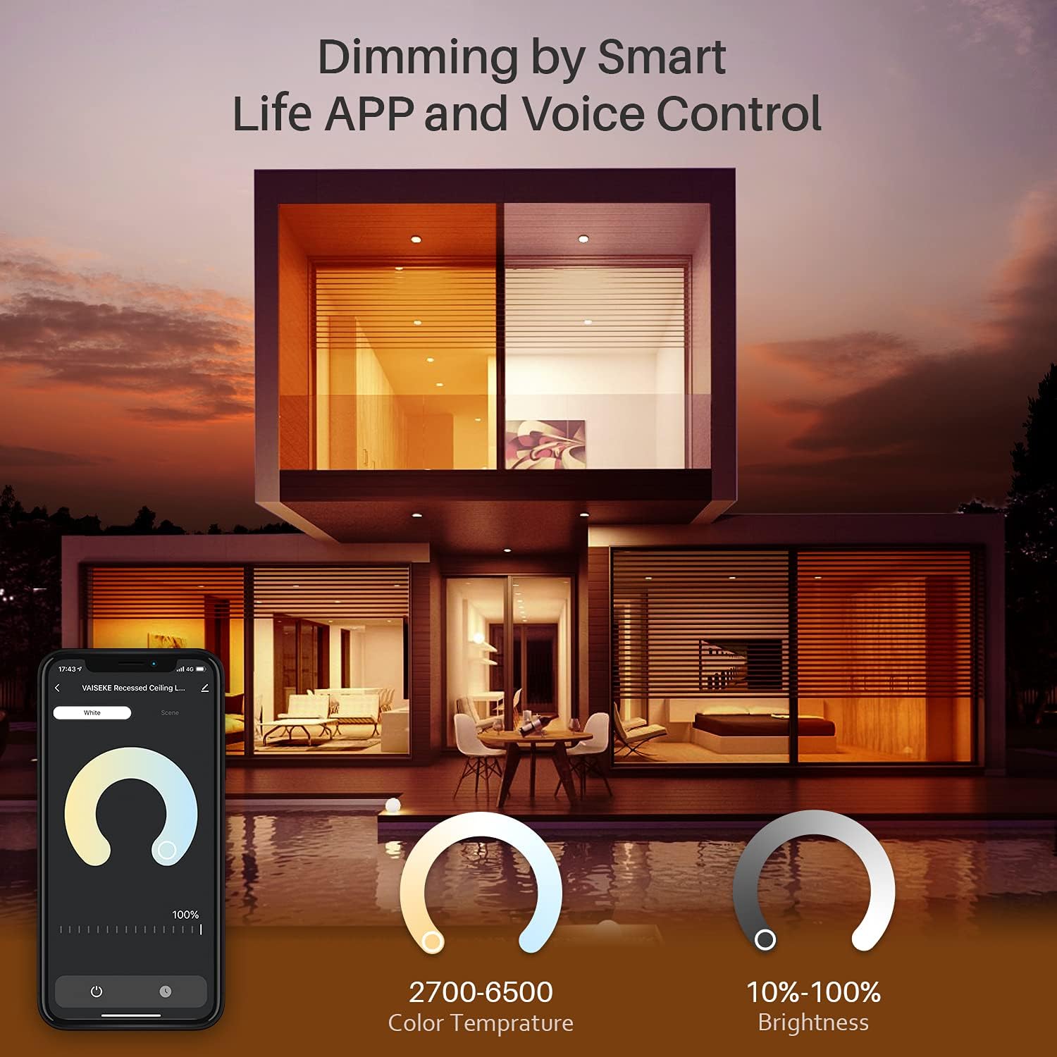 Uр Tо 60% оƒƒ Smart Recessed Lighting, 4 Inch 2700K-6500K Dimmable LED Recessed Lights with J-Box, 10W 800LM WiFi Recessed Light Fixtures, Soft & Cool White 4 Pack, Work with Alexa/Google/Siri