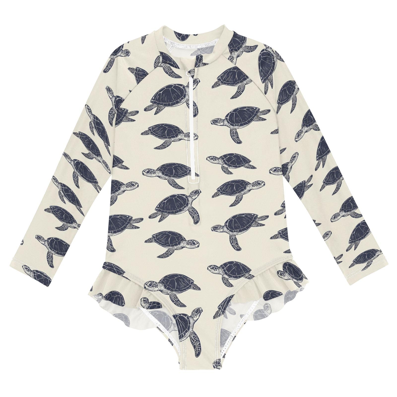 ALAZA Toddler Swimsuit Girl Bathing Suit Swimwear Rash Guard Sea Turtle Long Sleeve 3T