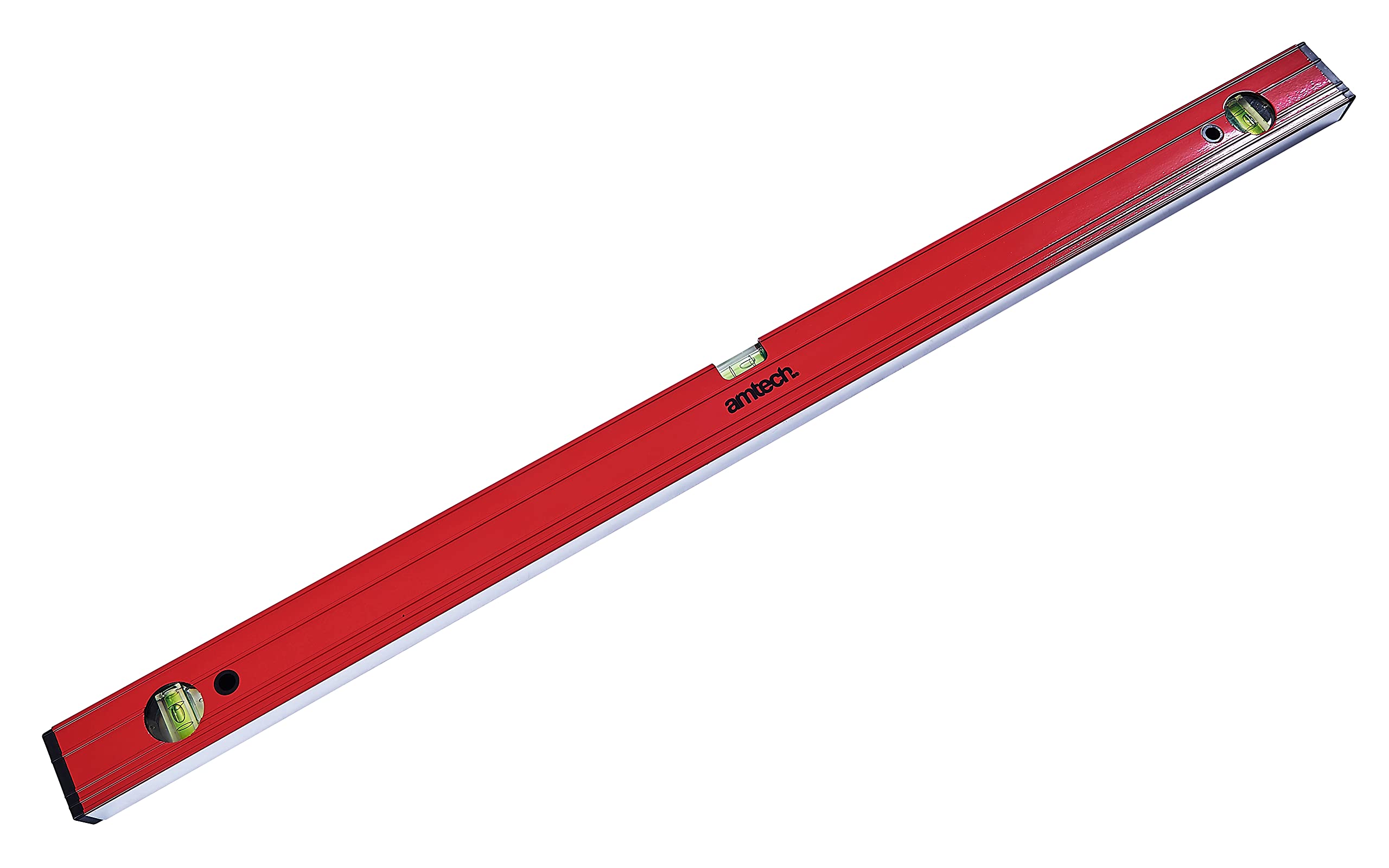 Amtech Red - Ribbed Spirit Level, Heavy-Duty Aluminium With Milled Faces, Two Vertical & One Horizontal Vial, For Framing And Doors, 900 Mm / 36 In