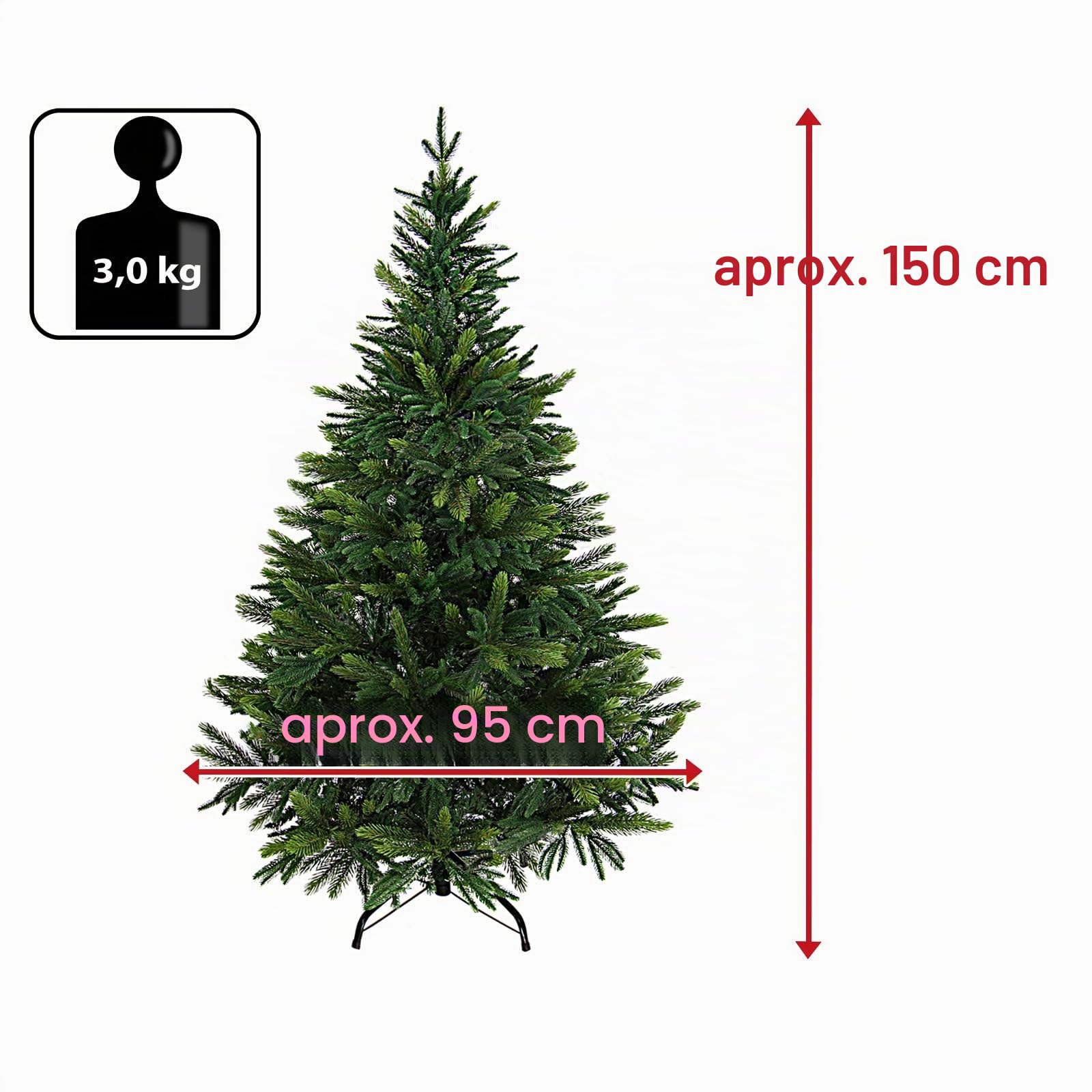 BB Sport Árbol Navidad Lujo PE/PVC Mixto 150 cm Verde Medio/la douglasia Abeto Navidad Artificial Realista
