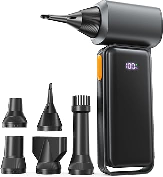 [Upgrade] DooGooCoo Electric Air Duster, 150000 PRM Brushless Motor Rechargeable Air Blower with 8000Mah Powered Battary, Strongest Airflow Cordless Duster for PC, Keyboard, Home, Outdoor, Car & Bike
