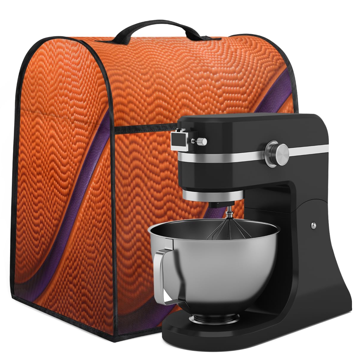 Coffee Maker Cover Basketball Texture Kitchen Appliance Covers Small Appliance Covers Blender Cover Juicer Cover Dust Covers for Kitchen Appliances with Top Handle and Pockets,Washable,B106