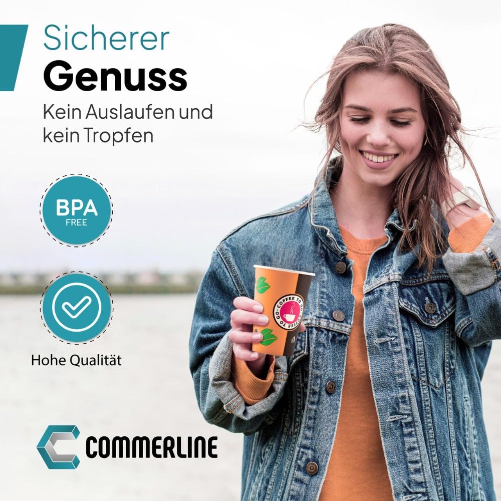 Commerline Bicchieri di carta da 200 ml, 1000 pezzi per caffè da asporto | Bicchieri di carta rigida, usa e getta, da asporto, ideali per ufficio, gastronomia, catering, caffè e tè