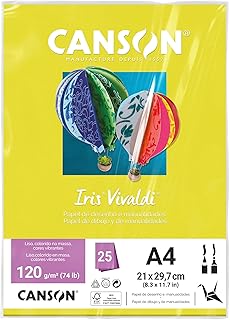 CANSON Iris Vivaldi, Papel Colorido A4 em Pacote de 25 Folhas Soltas, Gramatura 120 g/m², Cor Amarelo Canario (04)
