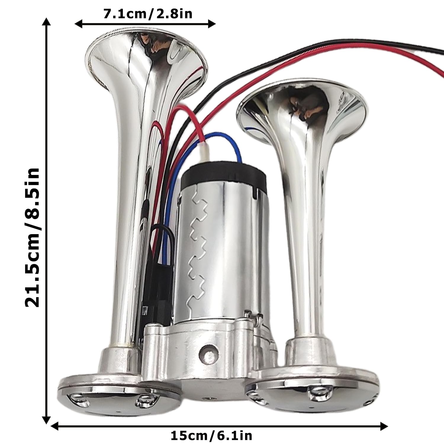 Clacson da 12 V per camion, clacson ad aria rumoroso con compressore a doppio tubo, clacson ad aria compressa per tutti i veicoli da 12 V, camion, treno, auto, barca, moto, furgone
