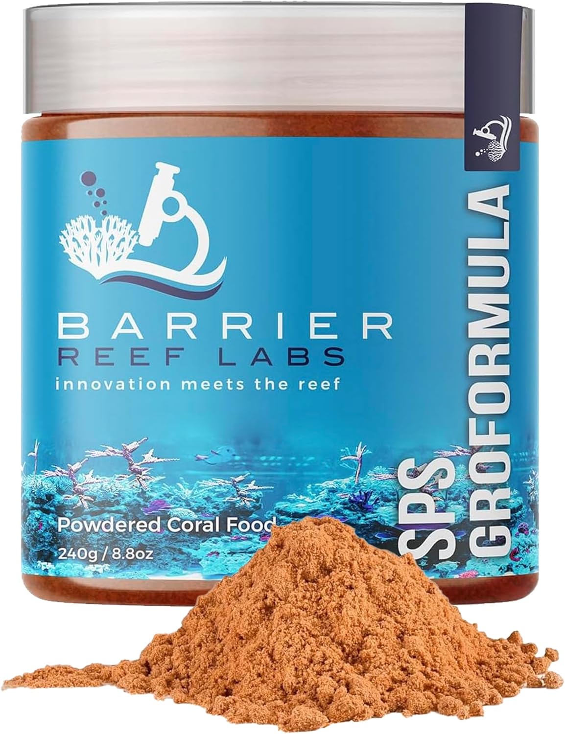 Barrier Reef Labs SPS GroFormula Powdered Coral Food for Saltwater Aquarium (240g)