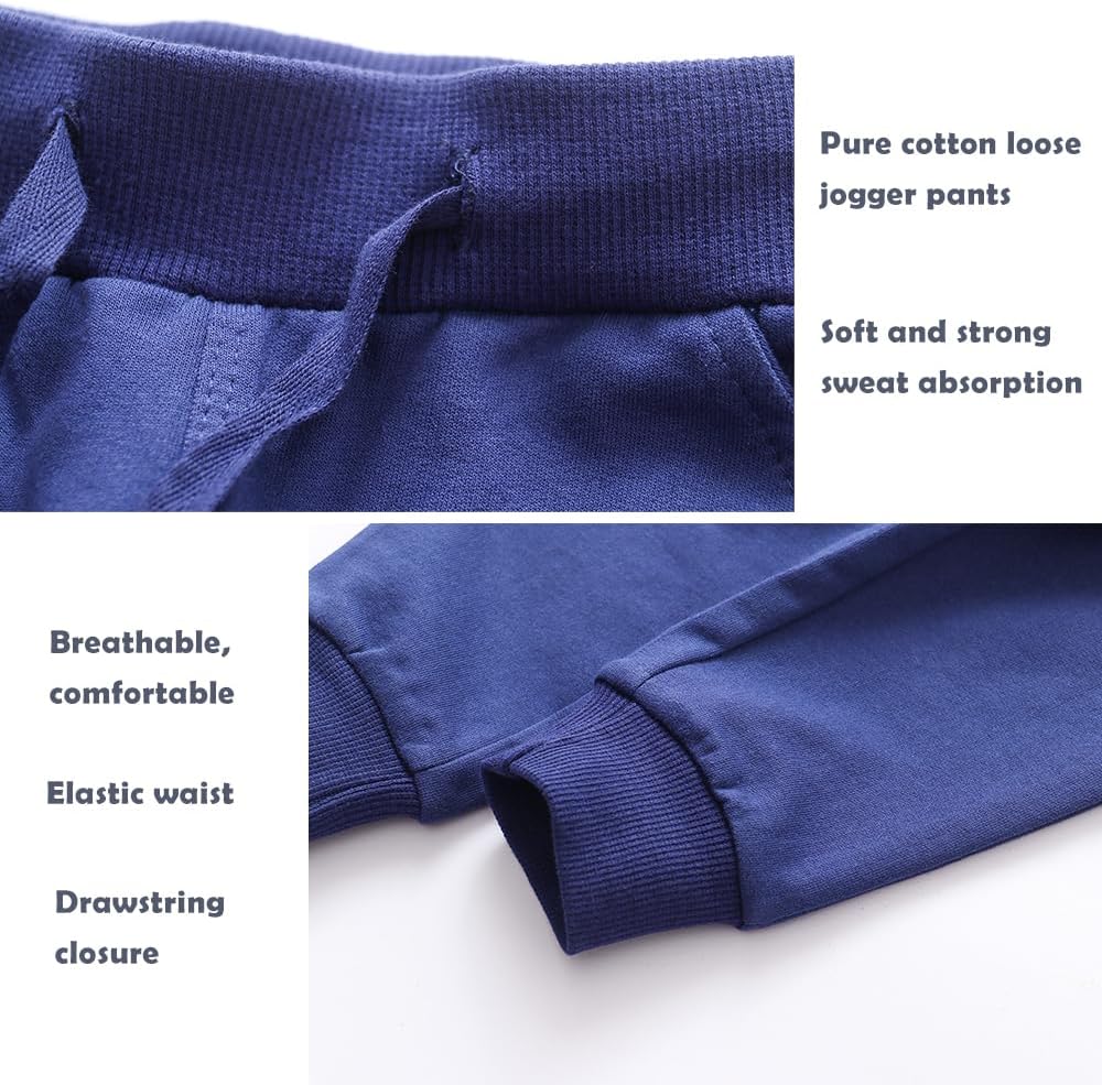 Boys Pants, Toddler 3 Pack Drawstring Elastic Sweatpants Cartoon Active Joggers - Image 5