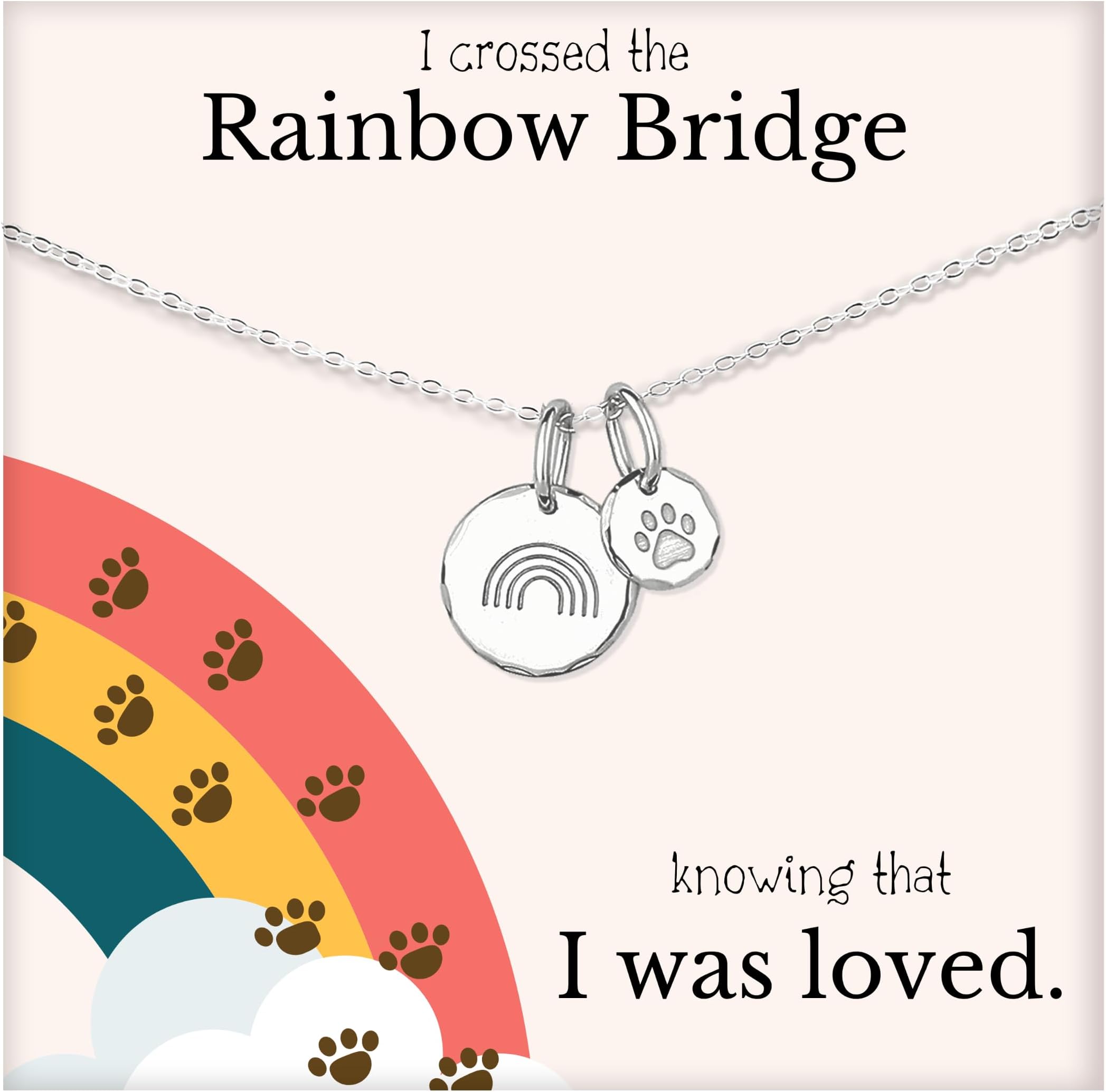 Rainbow Bridge Pet Memorial Necklace - Sympathy Gifts for Loss of a Pet - Cat & Dog Memorial Jewelry for Women & Men