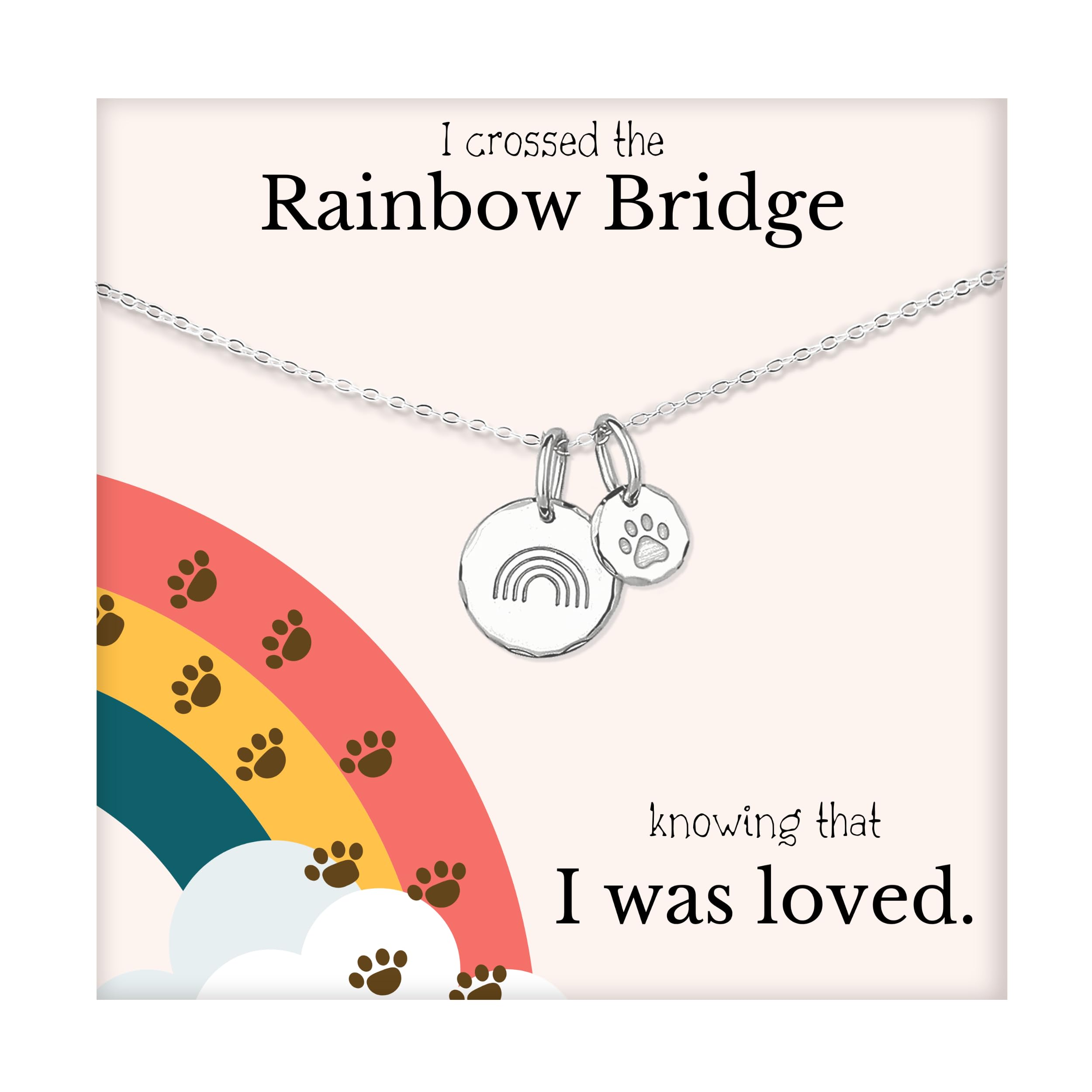 HOPE LOVE SHINE Rainbow Bridge Pet Memorial Necklace - Sympathy Gifts for Loss of a Pet - Cat & Dog Memorial Jewelry for Women & Men