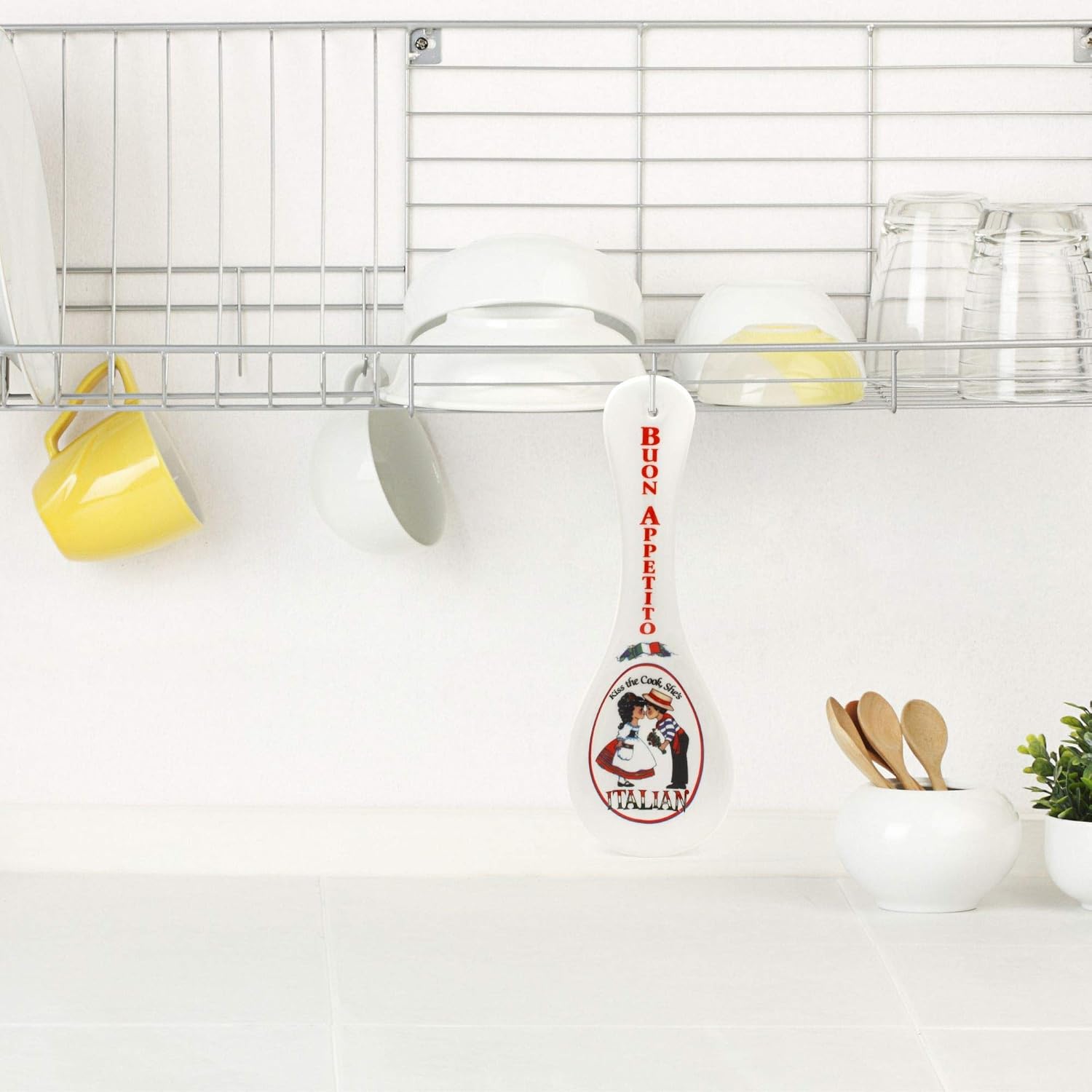 Decorative Ceramic Kitchen Spoon Rest by E.H.G | Italian "Buon Appetito"… image 2