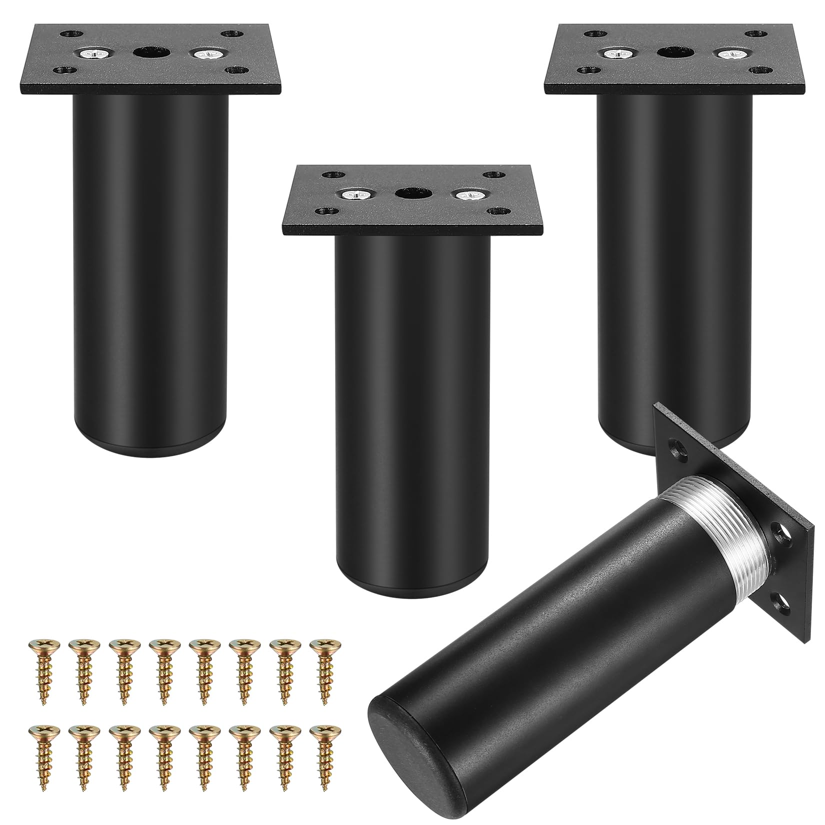 Pack of 4 Adjustable Furniture Feet, 10 cm, Furniture Feet, Cabinet Feet, Black, Furniture Legs for Furniture Foot, Black, Sofa Feet, Sofa Legs, Cabinet Legs, Table, Couch Feet for Chest of Drawers
