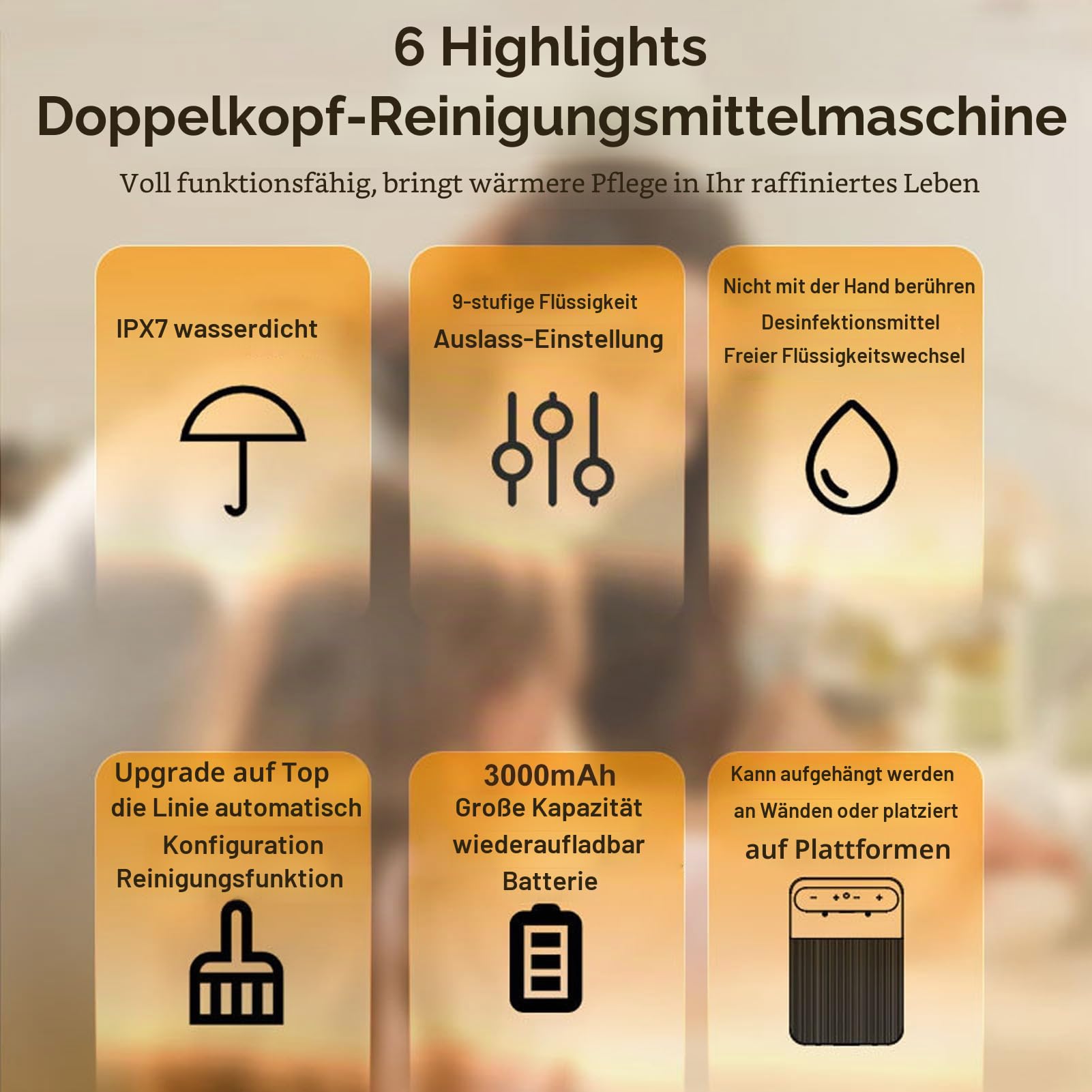 Bewinner Intelligenter Automatischer Seifenspender, Wandmontierter, Berührungsloser Doppelsensor-Elektrospender mit 9-stufig (Links Flüssigkeit Rechts Schaum)
