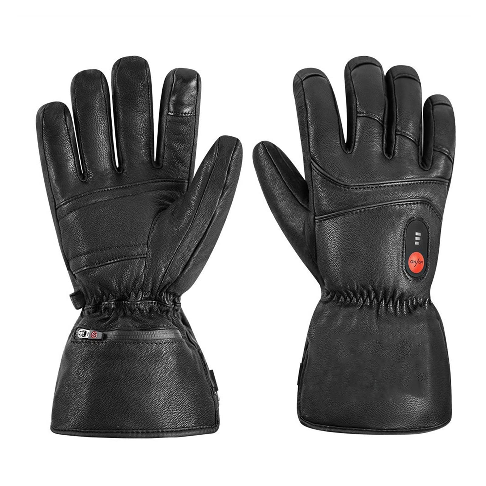 Guanti Guanti riscaldati in Pelle Completa Touch Screen Bike Elettrico Guanti Riscaldamento da Cinque Dita Guanti da Ski Riscaldamento Elettrico (Color : Schwarz, Size : 3XL)