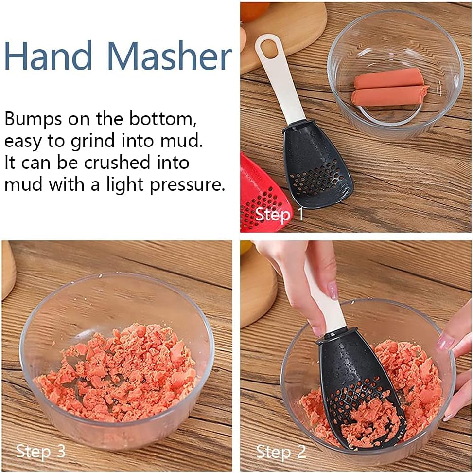 NATUKIT Multifunctional Cooking Spoon, Kitchen tools，Skimmer Scoop Colander Strainer Grater Masher, Non-toxic, Heat-resistant, for Cooking, Draining, Mashing, Grating (black black): Home & Kitchen