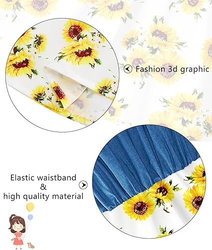 Miniatura 6 de Cutemile- Vestidos para niñas de 2-8 años, sin mangas, de mezclilla, para princesas, con moño al frente, de una sola pieza, tutú.