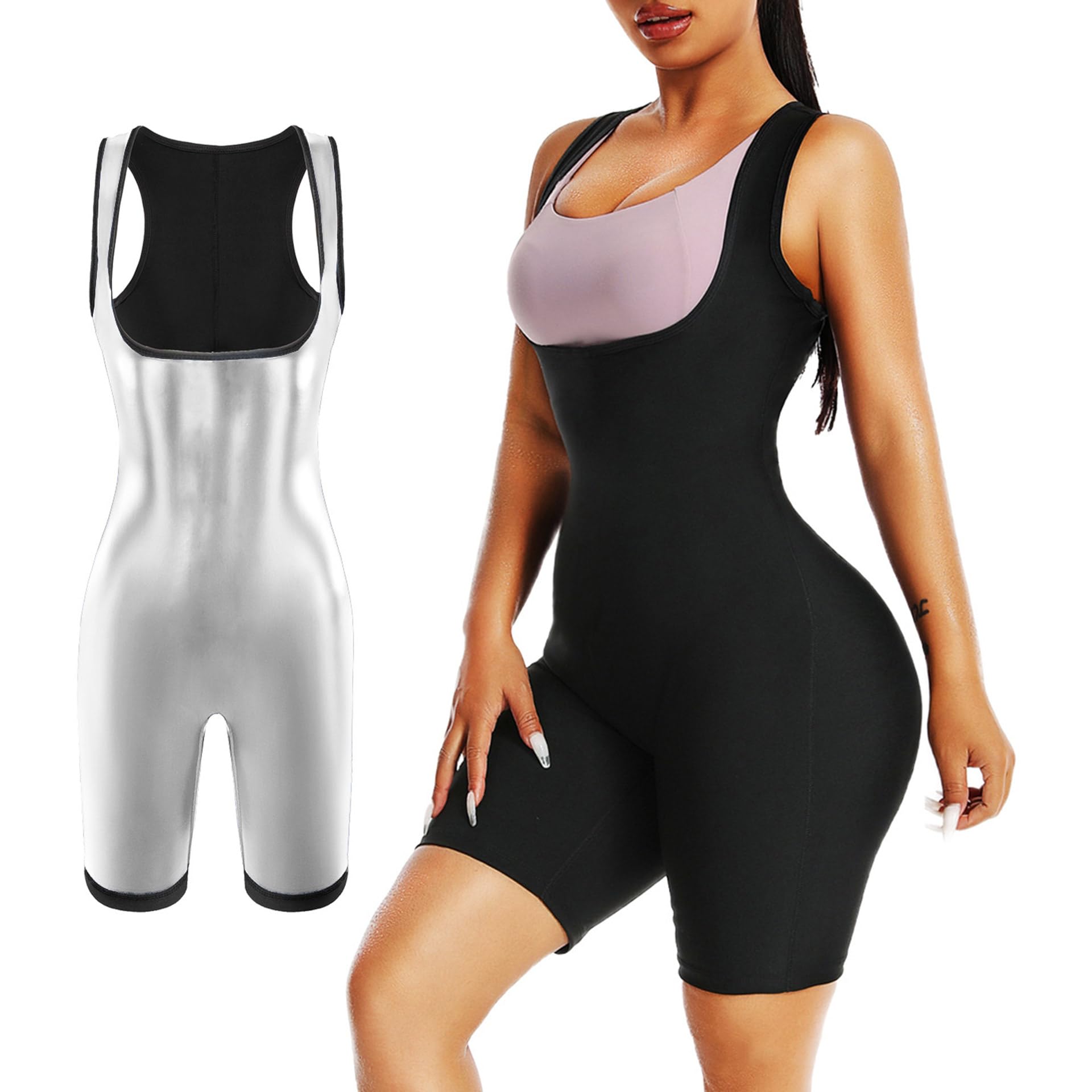 Tute Dimagranti Donna, Fitness Sudorazione Body Shaper, Tuta per Sudare, Tuta Sauna Dimagrante Donna Effetto Sauna per Palestra Esercizio Cardio Jogging Running
