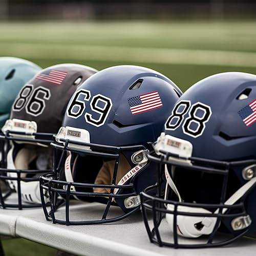 Miniatura 4 de 108 calcomanías de números de casco deportivo, calcomanías de números de casco de 1.5 pulgadas y calcomanías de bandera estadounidense de 2