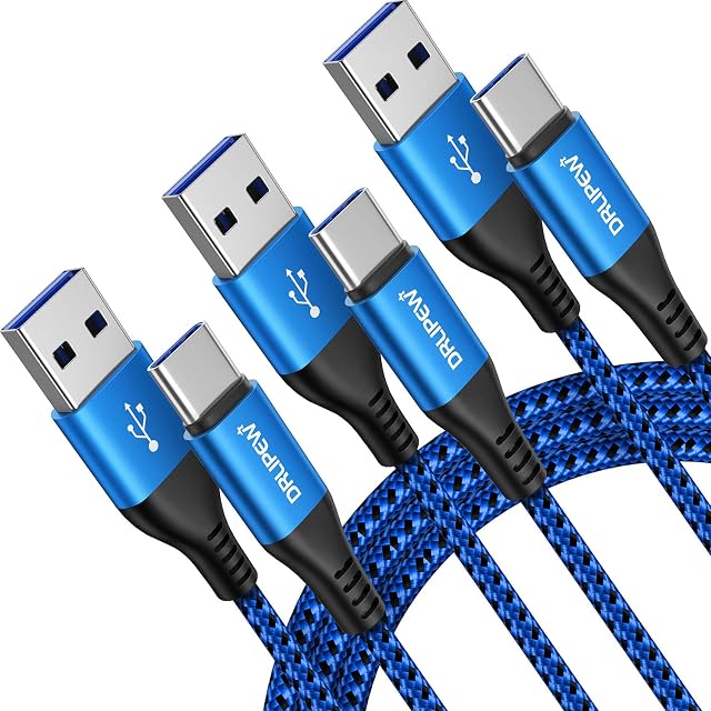 USB Type C Cable Fast Charge[3Pack,1M+2M+2M],USB C Charger Cable Charging Lead Nylon Braided Compatible for Samsung Galaxy S10 S10E S9 S8 S20 Plus A20 A40 A50 A70,Huawei P40 P30 P20,LG G5 G6,OnePlus
