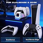 PS5 Controller Charger, 6 RGB LED Modes Ps5 Charging Station, 2-Hour Dual Fast Charging Dock Compatible with DualSense/Edge Controllers