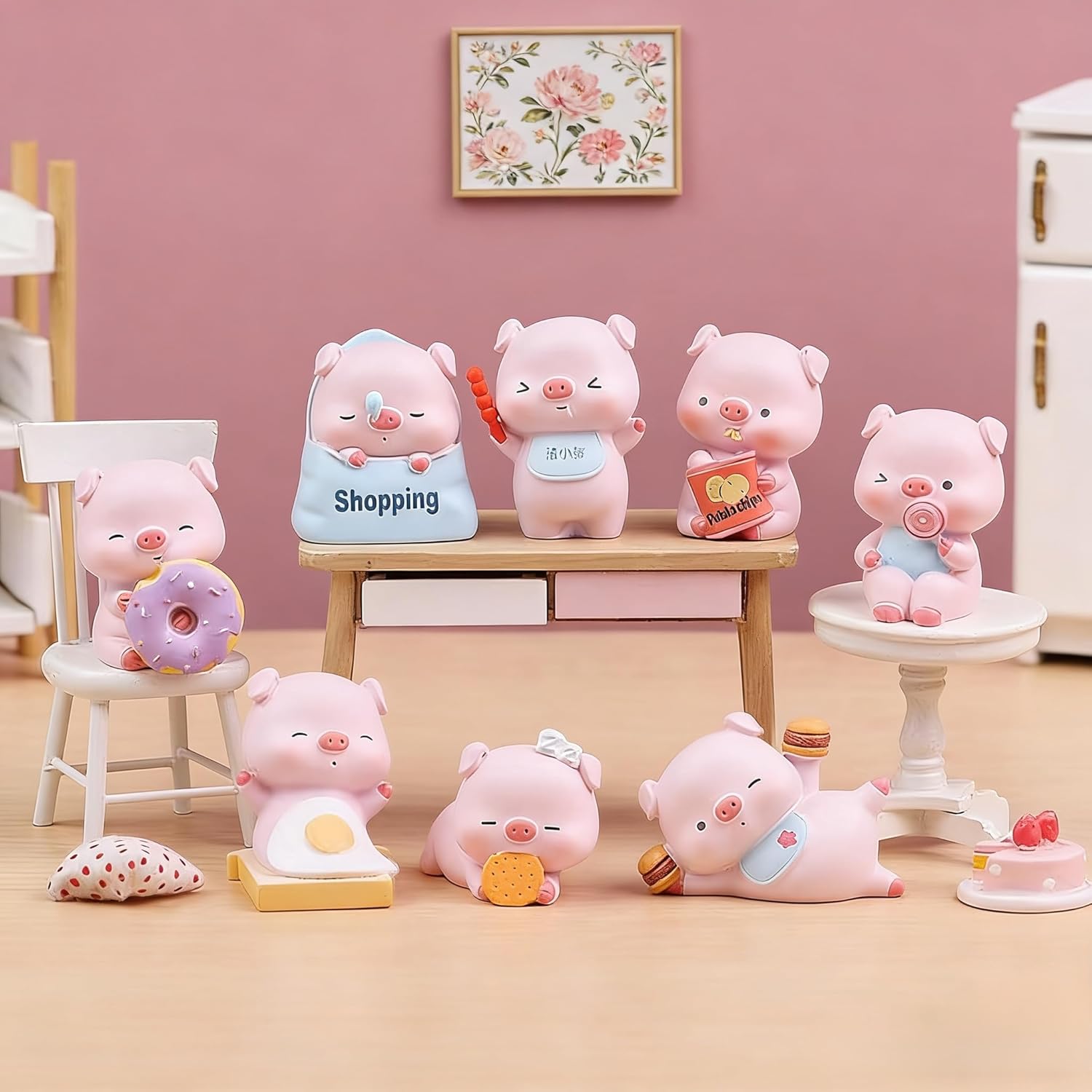 Little Piggy's Diary Series Blind Box Figures, Random Design Action Figures Collectible Toys for Birthday Gift, Home Decorations, Single Box