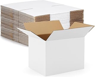 Eupako 8x6x6-Small-Shipping-Boxes-30-Pack-White-Corrugated-Box-Mailers, Cardboard Boxes for Packaging Small Business, Mailing