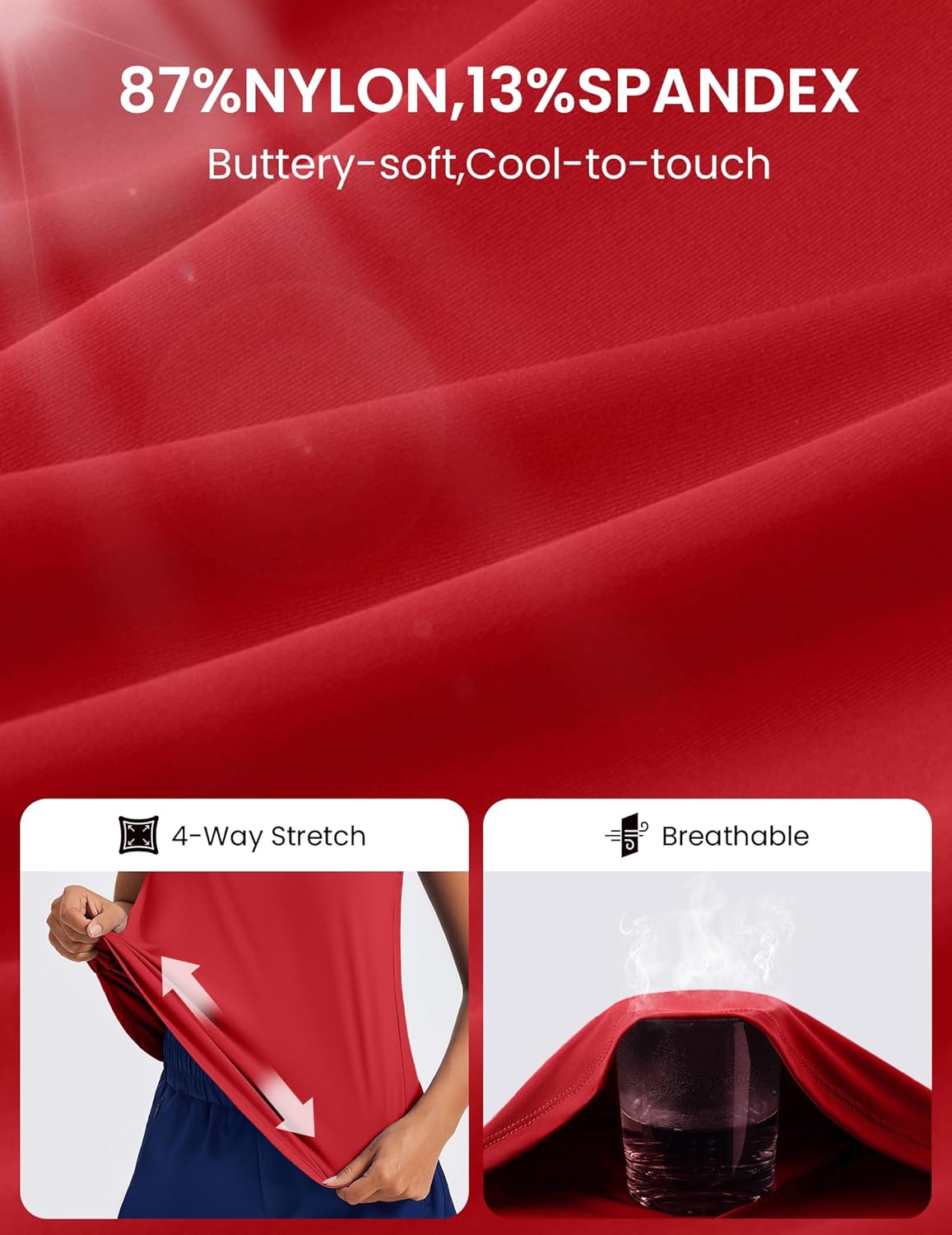 PINSPARK Women's Workout Tank Tops Back Pleat Loose Fit Sleeveless Yoga Athletic Shirts Soft UPF 50+ Cooling Running Gym Tops - Image 5