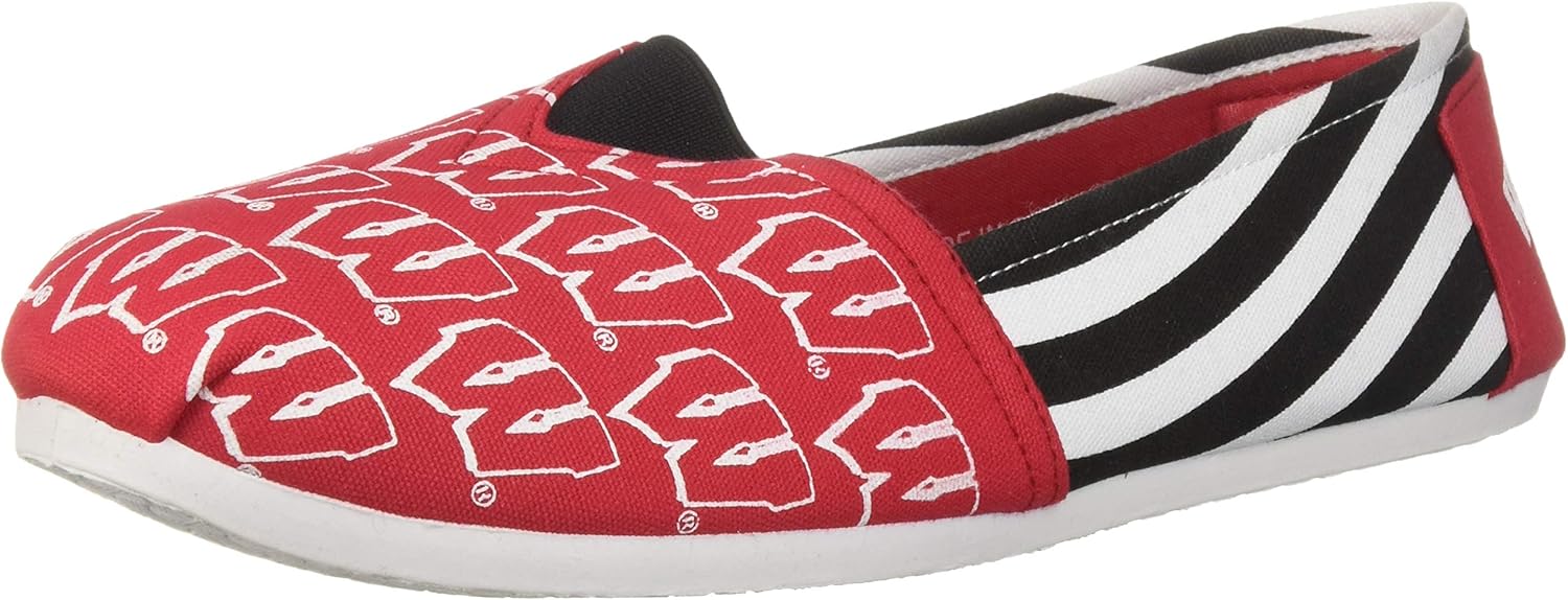 FOCO Wisconsin Badgers NCAA Womens Stripe Canvas Shoes - M