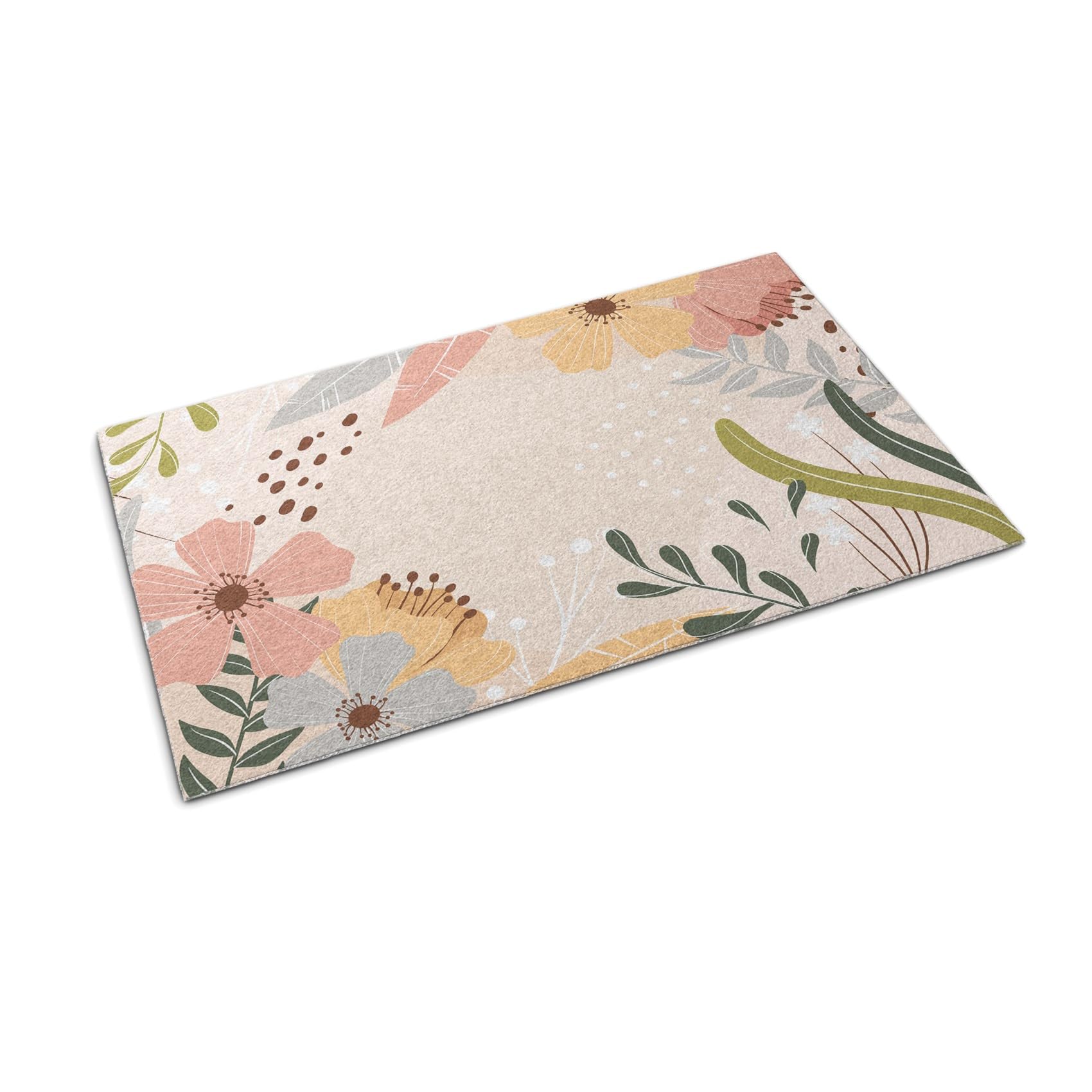 Paillasson 60x40cm Tulup imprimé de motif floral pour entrée et zone de nettoyage