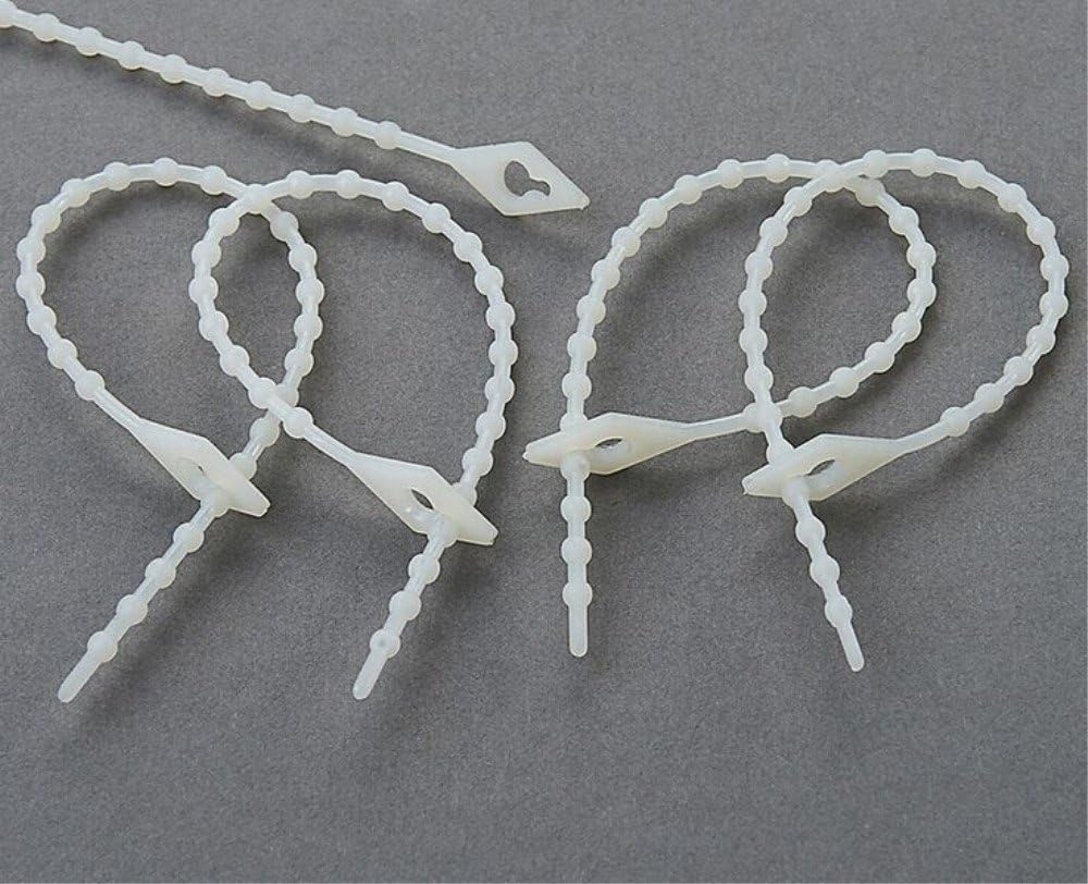 Honbay 100pcs White Plastic Repeated Beads Cable Tie Twist Tie