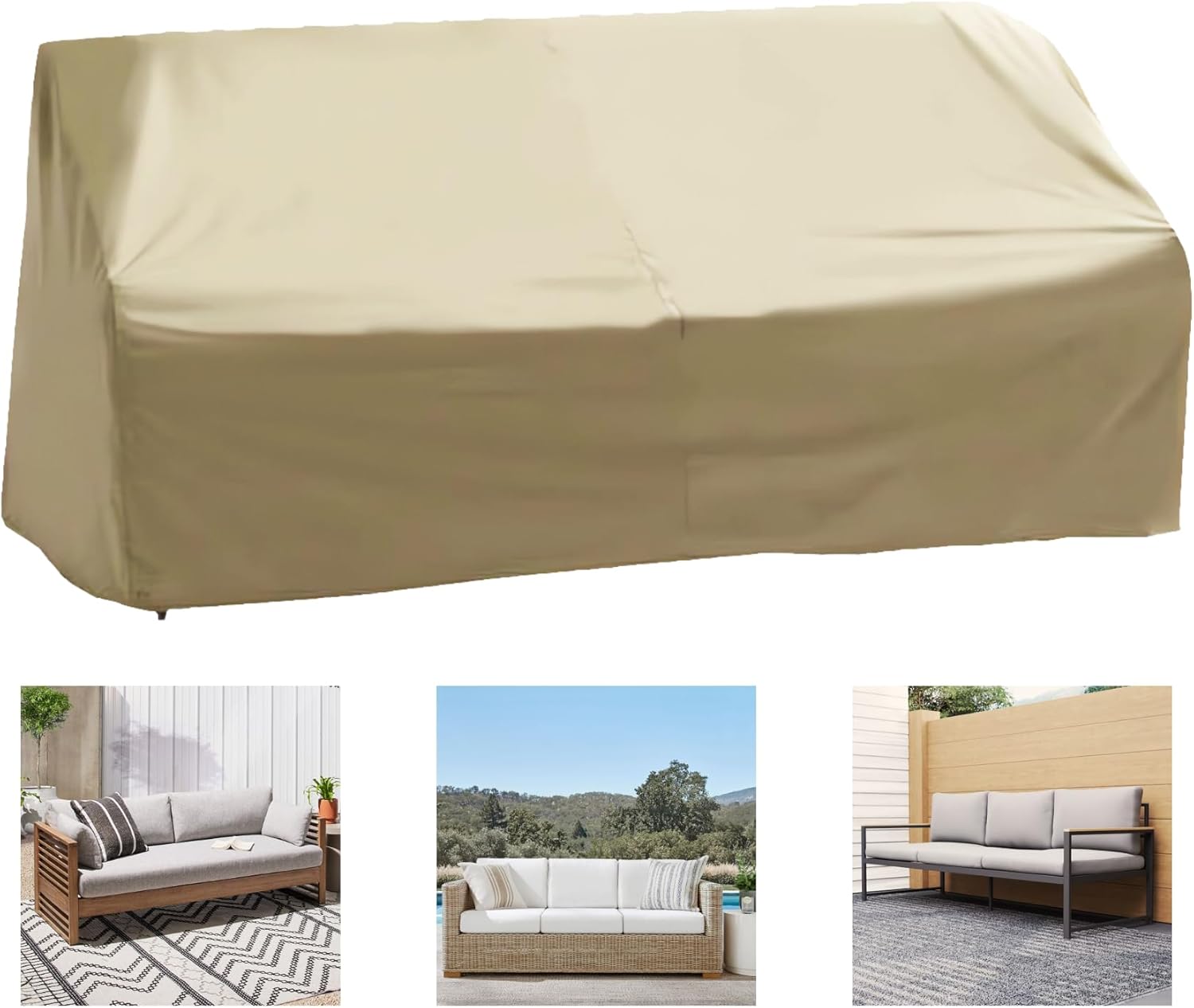 Over Sized Sofa Cover - Weatherproof Your Patio Furniture in Neutral Taupe 93.5L x 45D x 39H