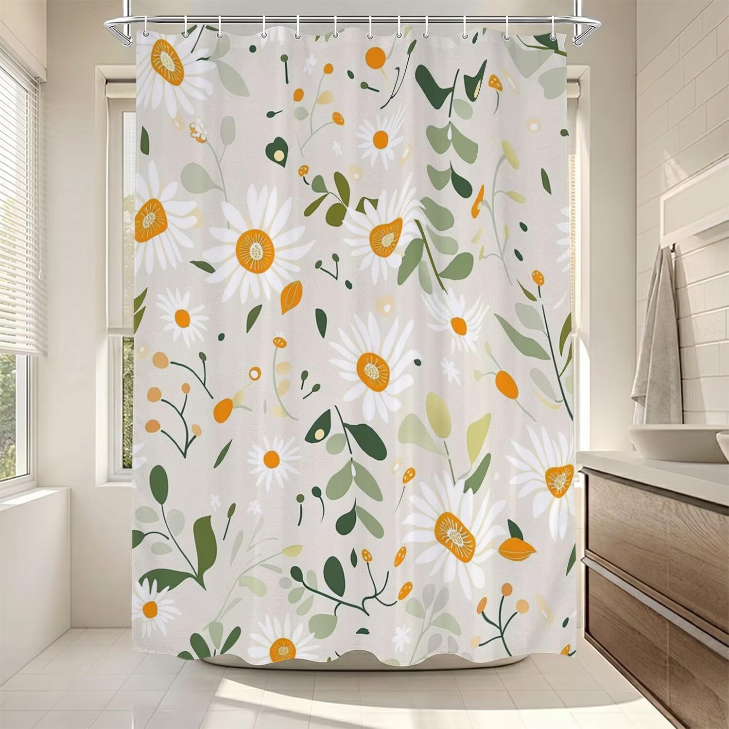 Rideau de douche fleurs tissu polyester imperméable 180x220cm lavable en machine ZO-823