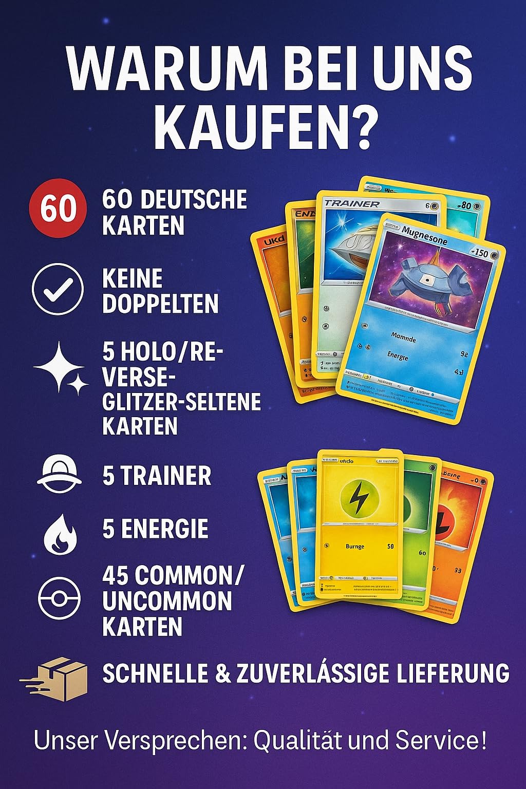Pokemon Cards, German 60 Pieces and High-Quality Pokemon