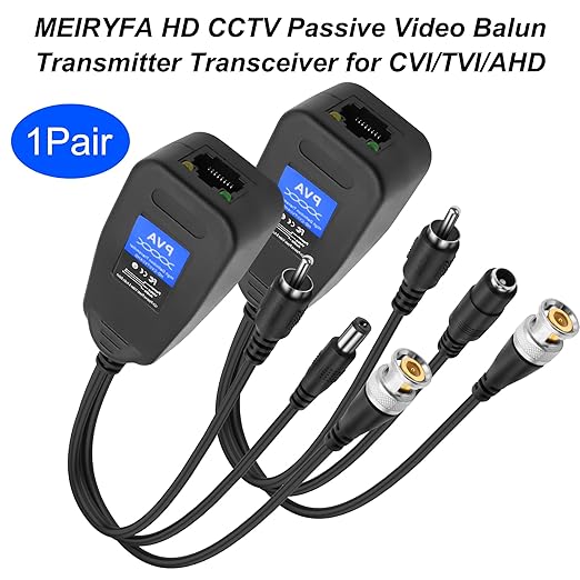 Balun Pasivo de Video MEIRIYFA 2 Pares RJ45 BNC RCA para CCTV miniatura 2