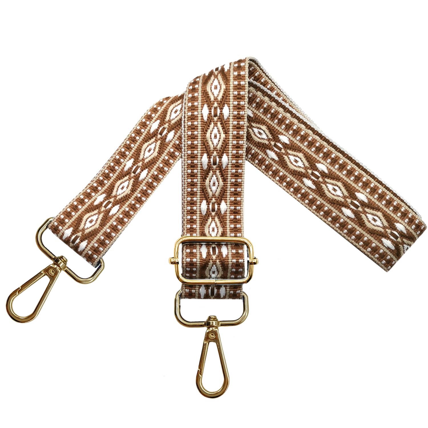 Adjustable Women's Handbag Straps, Coloured Shoulder Straps, Shoulder Straps for Large Bag 3.8 cm with Gold Carabiners for Crossbody Bag Accessories, Dark Brown, N25