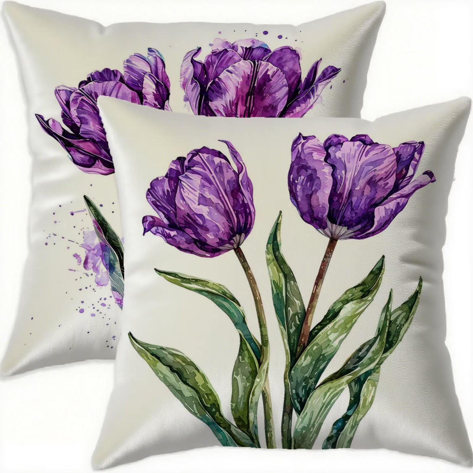 Housse coussin 65x65cm imperméable violette contre les taches et l'humidité