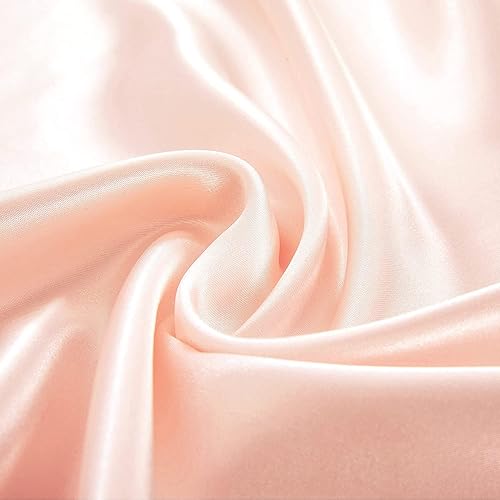 Miniatura 8 de Juego de sábanas de satén de tamaño matrimonial, juego de sábanas de satén rosa de 4 piezas con bolsillo profundo de 15 pulgadas, sábanas de satén
