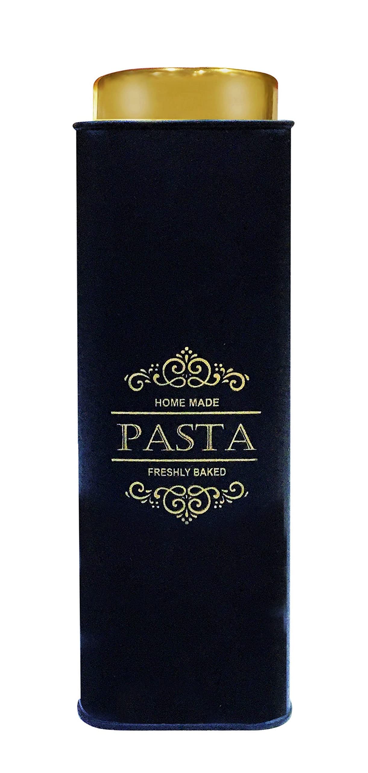 Nobel Black,Gold - Vintage Home Tea Sugar Coffee Biscuits Bread Pasta Canisters With Gold Coloured Lid -Black (Pasta)